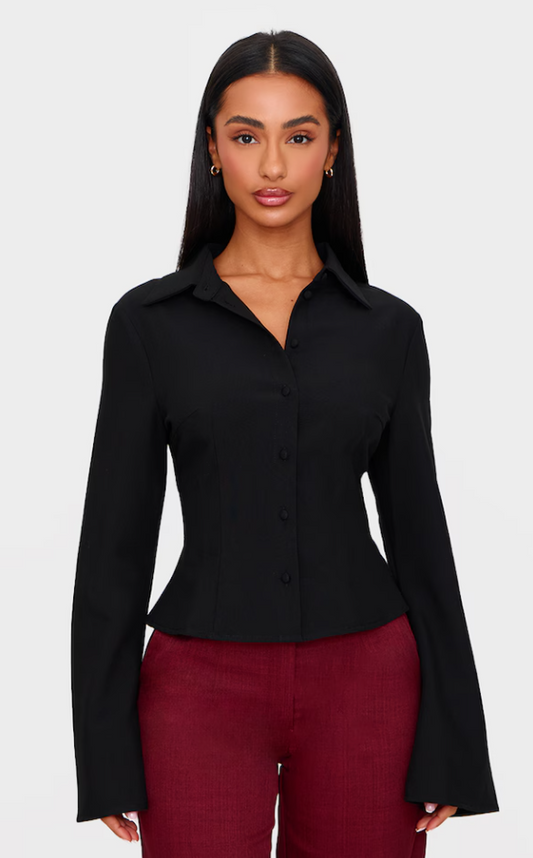 Marcc Petite Black Fitted Button Up Shirt