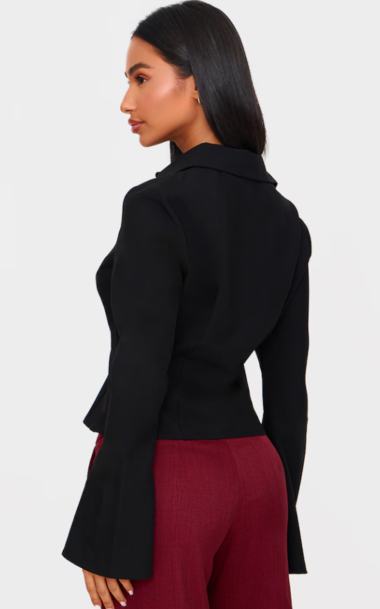 Marcc Petite Black Fitted Button Up Shirt
